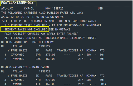 Sabre screen example